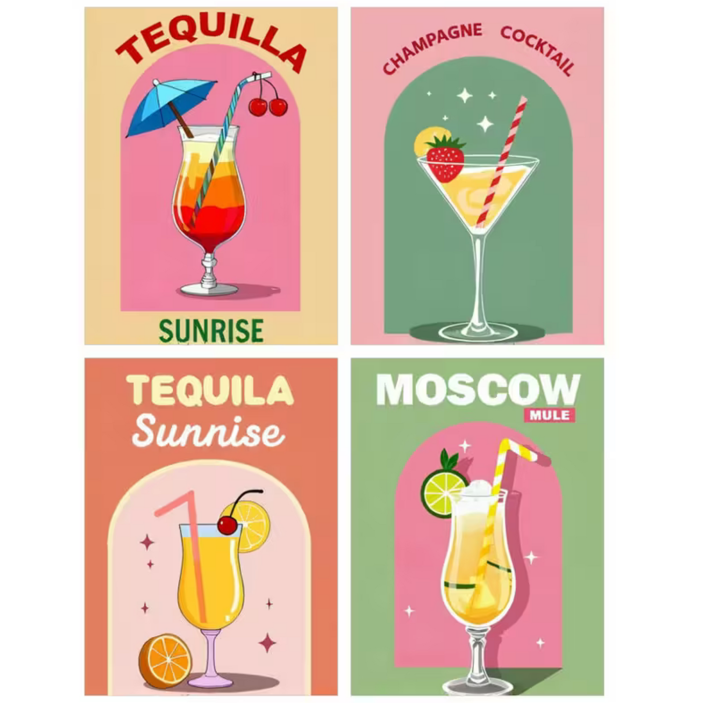 Schilderen op Nummer - Cocktails Set van 4