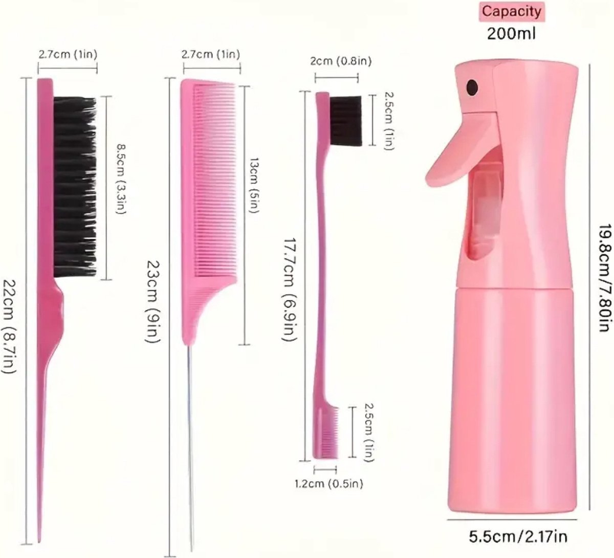 Slickback brush set met sprayfles