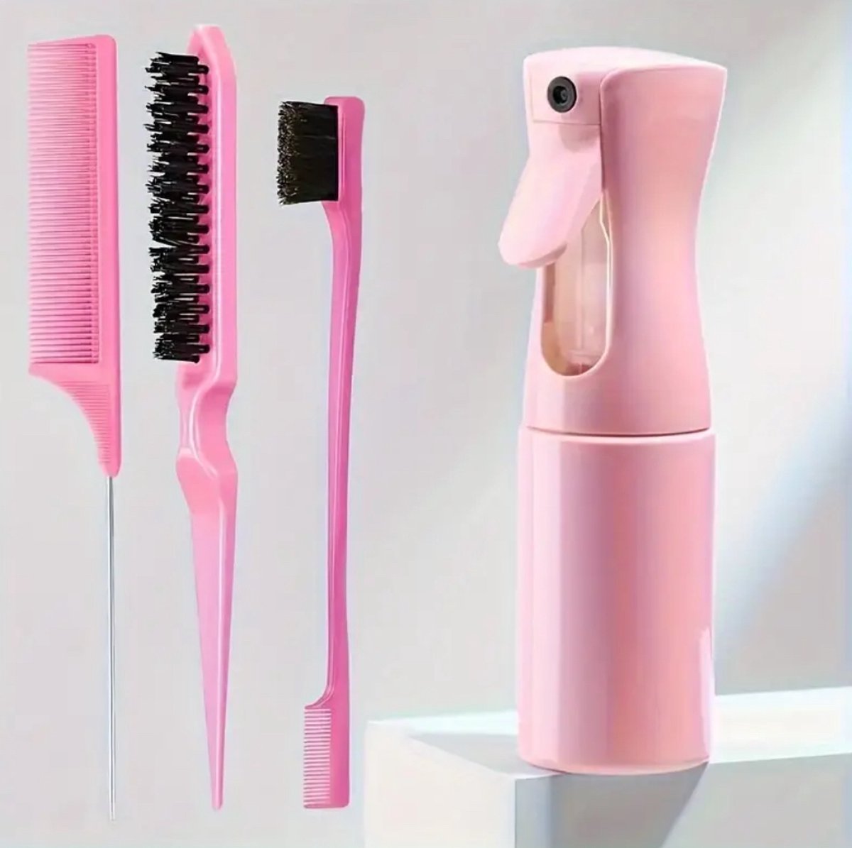 Slickback brush set met sprayfles