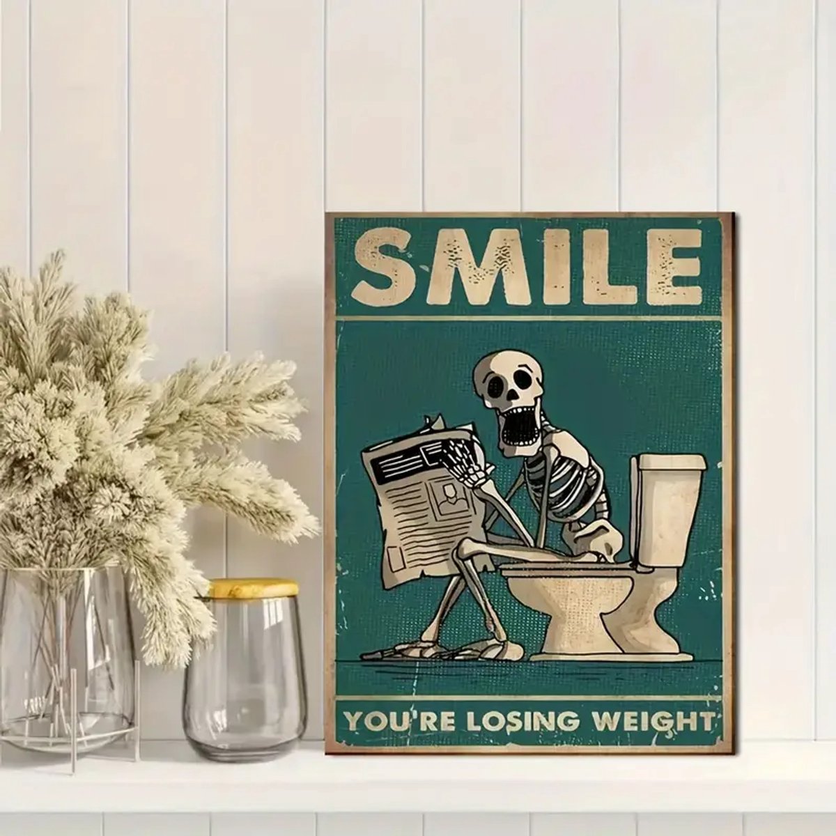 Poster skelet op toilet (30x40cm)