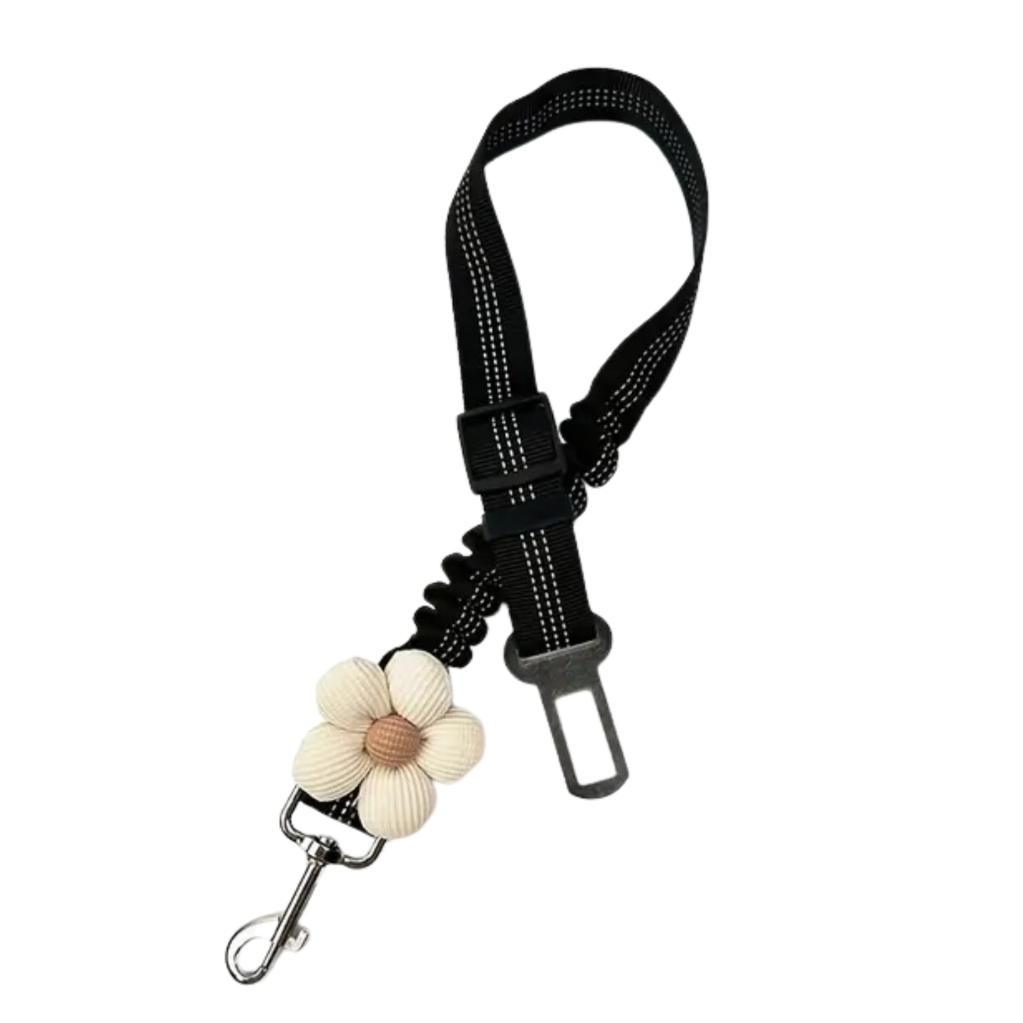 Hondengordel met Bloem -Zwart