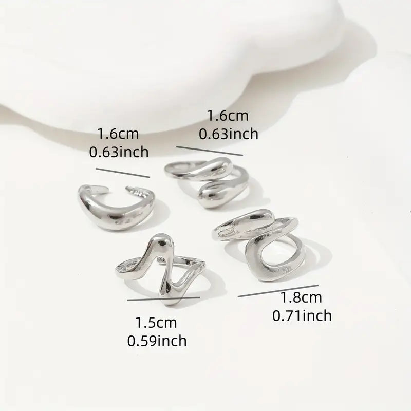Ringenset - Minimalistisch set van 4 - Zilver