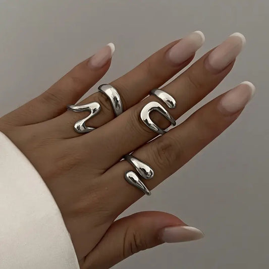 Ringenset - Minimalistisch set van 4 - Zilver
