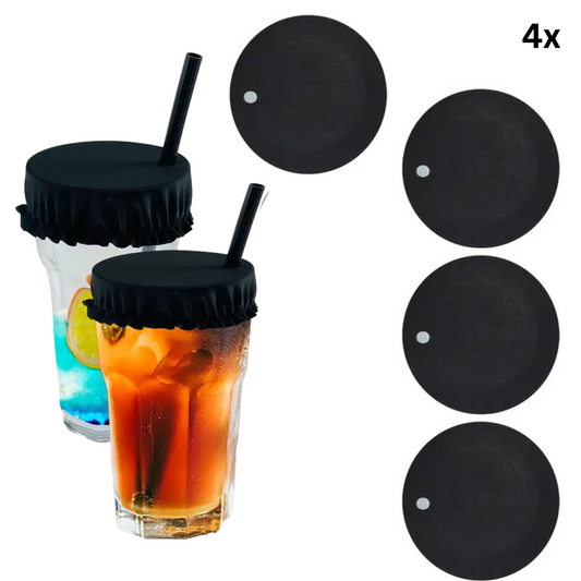 Drinkcover - 4 stuks - Zwart